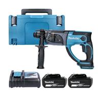Makita Dhr202Z Drill 18V Lxt Cordless 20mm 230W Sds Plus Rotary Hammer Drill With 2 X 6Ah Batteries, Charger & Case