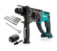 Makita Dhr202Z Lxt 18V Sds Hammer Drill 3 Function + 5 X Bits Chisel + Chuck