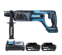 Makita Dhr241Z 18V Lxt Cordless Sds Plus Rotary Hammer Drill With 2 X 5Ah Batteries & Charger