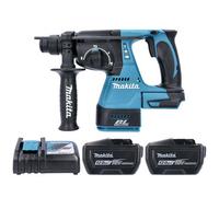 Makita Dhr242Z 18V Lxt Cordless Brushless 24mm Sds Plus Rotary Hammer Drill With 2 X 12Ah Batteries & Charger