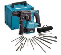 Makita Dhr242Zj 18V Lxt Sds Rotary Hammer Drill + 17 Piece Bit Set Point Chisel