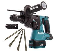 Makita DHR243Z 18V SDS+ Brushless 24mm Rotary Hammer Drill & 4 Piece Chisel Set