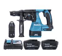 Makita Dhr243Z Drill 18V Lxt Cordless Brushless Sds Plus Rotary Hammer Drill With 2 X 12Ah Batteries & Dc18Rc Charger