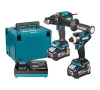 Makita DK0249G201 40Vmax XGT Brushless Twin Kit - HP003G Combi Drill, TD004G Impact Driver, 2 × 4.0Ah Batteries & Makpac Type 4 Case