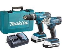 Makita Cordless Combo Kit DK18922A - 2-Piece 18V Li-ion G-Series, 2 Batteries, Carry Case