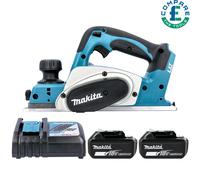Makita DKP180 18V LXT Li-Ion 82mm Planer With 2 x 5.0Ah Batteries & Charger