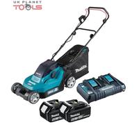Makita DLM382PT2 Twin 18v 38cm Cordless Push Type Lawnmower 2 x5.0ah B