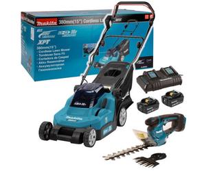 Makita Dlm382Z 18V / 36V Lxt Cordless Battery Lawn Mower + Hedge Cutter 2X 5.0Ah