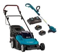Makita DLM432CT2 Twin 18v /36v LXT Cordless 43cm Lawn Mower + Grass Strimmer 5AH