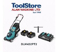Makita DLM432PT2 Lawnmower 43cm Twin 18v Cordless Push Type 2 x 5.0ah