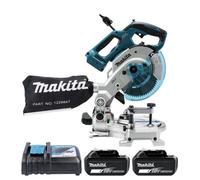 Makita Dls600Z 18V Li-Ion Lxt Cordless Brushless 165mm Mitre Saw With 2 X 5.0Ah Batteries & Charger