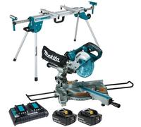 Makita DLS714NZ 36V LXT Slide Compound Mitre Saw 2 x 6Ah Battery Charger & Stand