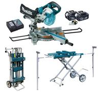 Makita Dls714Nz Slide Compound Mitre Saw 18V 36V + 2 X 5.0Ah + Deawst05 Stand