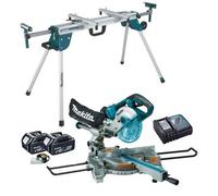 Makita Dls714Nz Slide Compound Mitre Saw 18V 36V + 2 X 5.0Ah + Deawst06 Stand
