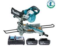 Makita DLS714NZ Twin 18v 190mm Slide Compound Mitre Saw + 2 x BL1850, Charger