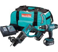Makita Dlx2025 18V Lxt 2 Pc Lxt Lithium Kit Dhr202 Sds + Dhp453 Combi Drill 3Ah
