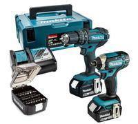 Makita Dlx2131Tj 18V Kit - Dhp482 Combi Drill + Impact Driver Dtd152 + Bit Set