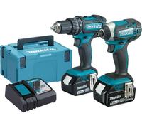 MAKITA DLX2131TJ Cordless Combi Drill and Impact Driver Set with 2 Batteries