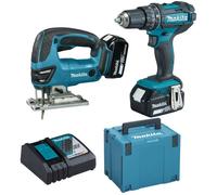 MAKITA DLX2134TJ Cordless Jigsaw and Combi Drill Set with 2 Batteries