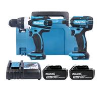 Makita Dlx2145Tj 18V Lxt Cordless Combi Drill & Impact Driver Twin Pack With 2 X 5.0Ah Batteries, Charger & Type 3 Case