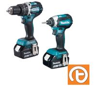 Makita DLX2180TJ LXT 18V Combi & Impact Driver c/w 2 x 5.0Ah