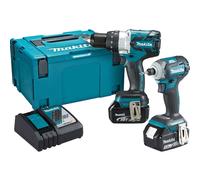 Makita DLX2214TJ 18v LXT Cordless Combi Drill and Impact Driver Kit 2 x 5ah Li-ion Battery Charger Case
