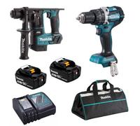 Makita Dlx2278Tx1 18V Brushless Combi & Sds+ Lxt Tool Kit Cordless Dhp484 Dhr171