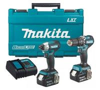 Makita Dlx2414St 18V Brushless Combi Drill Dhp487 & 1/4" Impact Driver Dtd157 Twin Pack With 2 X 5.0Ah Batteries, Charger And Case