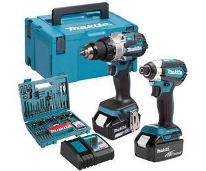Makita DLX2507TJ 18V Combi Drill & Impact Driver 2 x 5.0Ah Battery & 100pcs Set