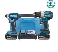 Makita DLX2507TJ 18v LXT Cordless Brushless Combi Drill and Impact Driver Kit 2 x 5ah Li-ion Charger Case