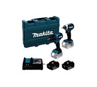 Makita DLX2537ST 18V Li-ion LXT 2 Piece Combi Kit Complete with 2 x 5,0 Ah Batteries and Charger, Supplied in a Plastic Carry Case