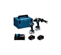 Makita DLX2549TJ 18V Li-ion LXT 2 Piece Brushless Combi Kit Complete with 2 x 5,0 Ah Batteries and Charger, Supplied in a Makpac Case
