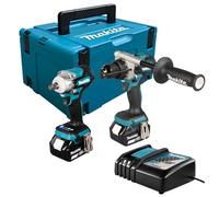 Makita DLX2590TJ 18V Li-ion LXT 2 Piece Brushless Combi Kit, Complete with 2 x 5.0 Ah Batteries and Charger, Supplied in a Makpac Case