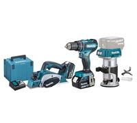 Makita DLX3116TJ 18V LXT 3 Pc Kit DHP485, DRT50 & DKP180 2 x 5Ah Batts
