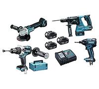 Makita DLX4050TJ Combo pack 4pc + 3 batteries 18V 5Ah Li-ion + 2 cases Makpac