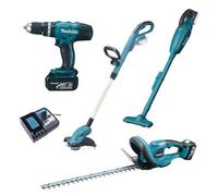 Makita Dlx4093 Cordless 18V 4 Piece Kit Hedge + Line Trimmer Combi Dril + 2X 3Ah