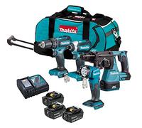 Makita DLX4138TX1 18V LXT 4 Piece Brushless Kit with 3X 5.0Ah Batteries, Charger & Bag