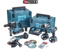 Makita DLX4195JX1 18V LXT Cordless 4 Piece Tool Kit with 3 x 5Ah Batteries, Charger & Cases