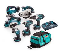 Makita Dlx6067Pt 18V Lxt 6Pc Combi Kit - 3 X 5.0Ah Batteries Inc Jigsaw + Planer