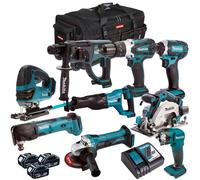 Makita DLXT4T9068 18V LXT 9 Piece Power Tool Kit 3 x 5.0Ah Battery Charger & Bag