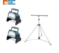 Makita DML809 Kit Inc 2x 18v LXT Corded & Cordless LED Work Light & 1x GM0000...