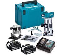 Makita DRT50RMJ 18V LXT Cordless Brushless Laminate Router Trimmer + Bevel Base