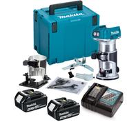 Makita DRT50RMJ 18V LXT Cordless Brushless Laminate Router Trimmer + Bevel Base