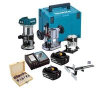 Makita DRT50RTJX2 18v Cordless Brushless Laminate Router Trimmer Plunge 12PC Kit