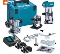 Makita DRT50 18v LXT Cordless Brushless Router Trimmer 2 x 5ah Li-ion Charger Case & Accessories