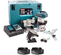 Makita DRT50 18v LXT Cordless Brushless Router Trimmer 2 x 5ah Li-ion Charger Case & Accessories