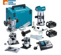 Makita DRT50RTJX3 18v LXT 1/4" Brushless Cordless Router Inc Extra Bases & 2x...