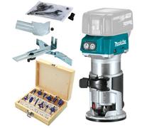 Makita Drt50Z 18V Lxt Cordless Brushless Laminate Router Trimmer + 12 Pc Bit Set