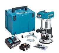 Makita DRT50ZJ 18V 1/4" Laminate Router Trimmer 1 x 3.0Ah Battery BL1830 + DC18RC Charger & Case, 18 V