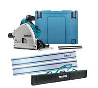 Makita Dsp600 Twin 18V Cordless Brushless 165mm Plunge Saw With 2 X 1.5M Guide Rail, Guide Rail Bag & Case